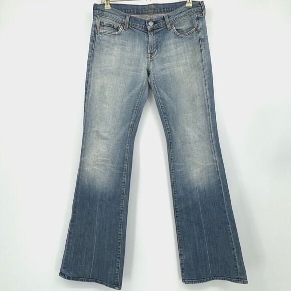 Seven 7 for all Mankind Flare Leg Jeans Womens Size 30 Blue Denim Made in USA - Picture 1 of 16